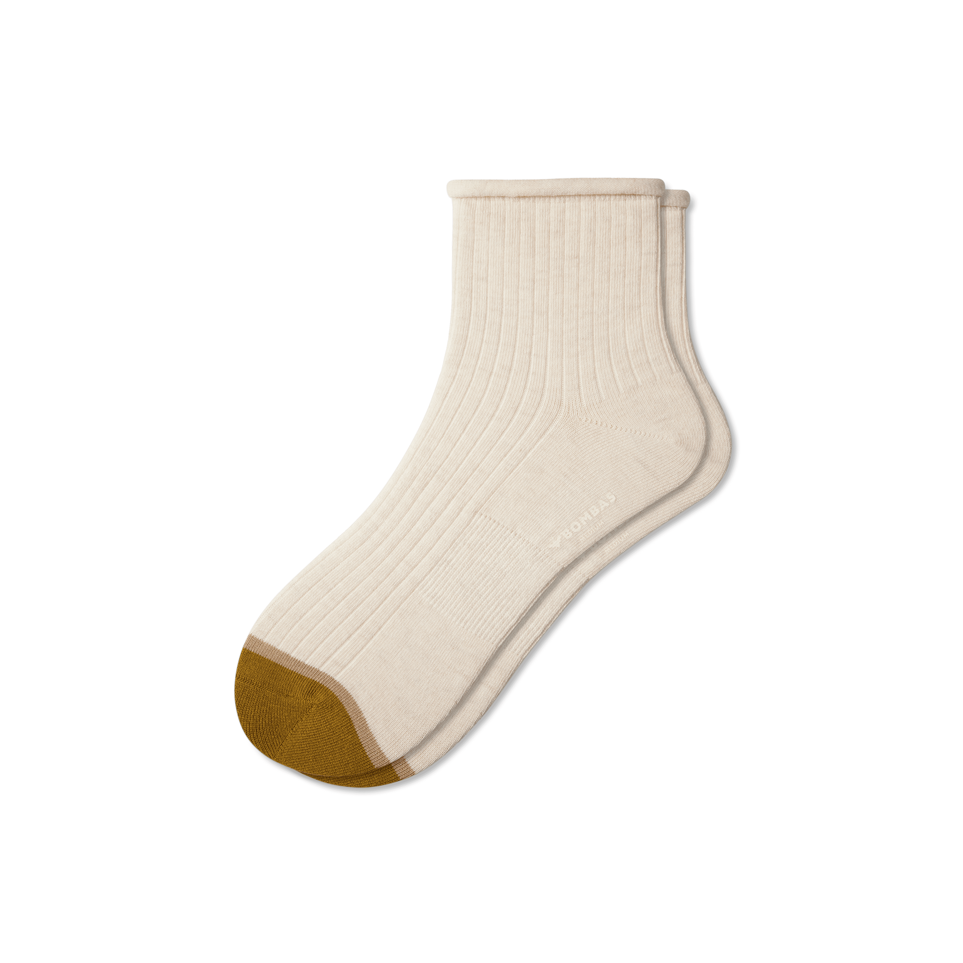 Ribbed Quarter Socks for Women - Roll-Top Design