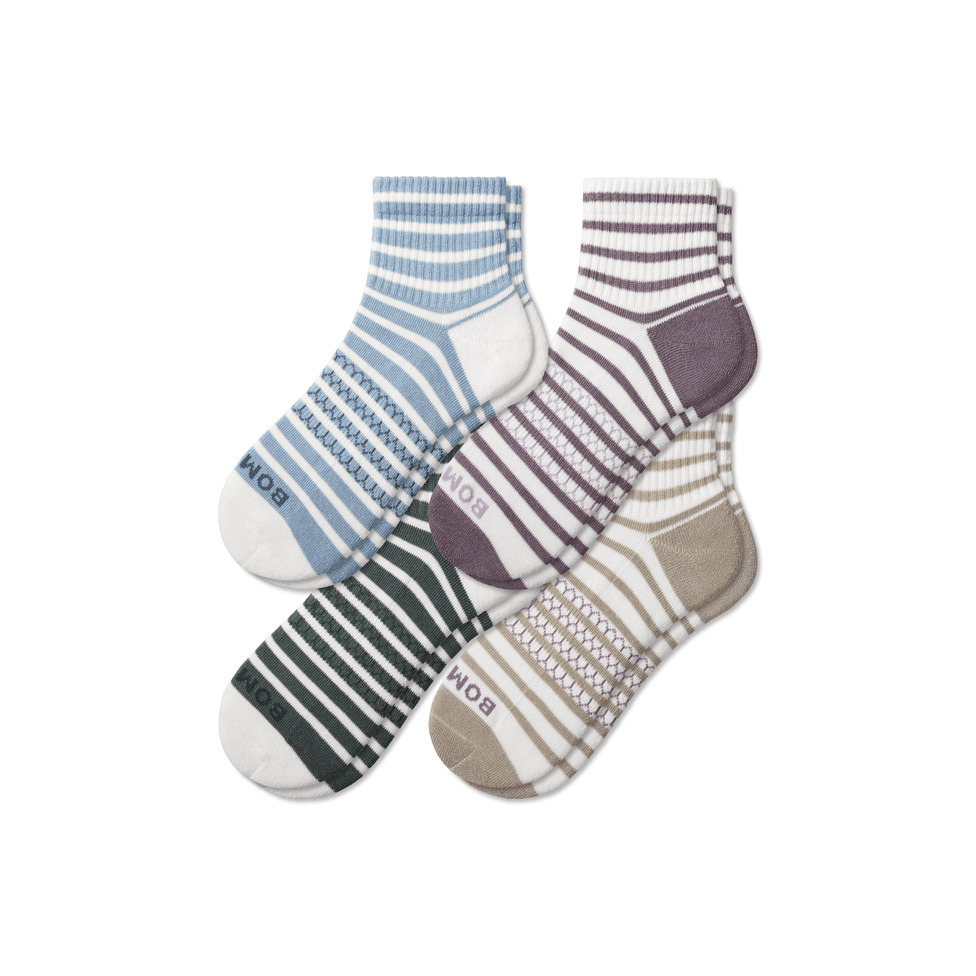 Striped Quarter Socks 4-Pack for Women