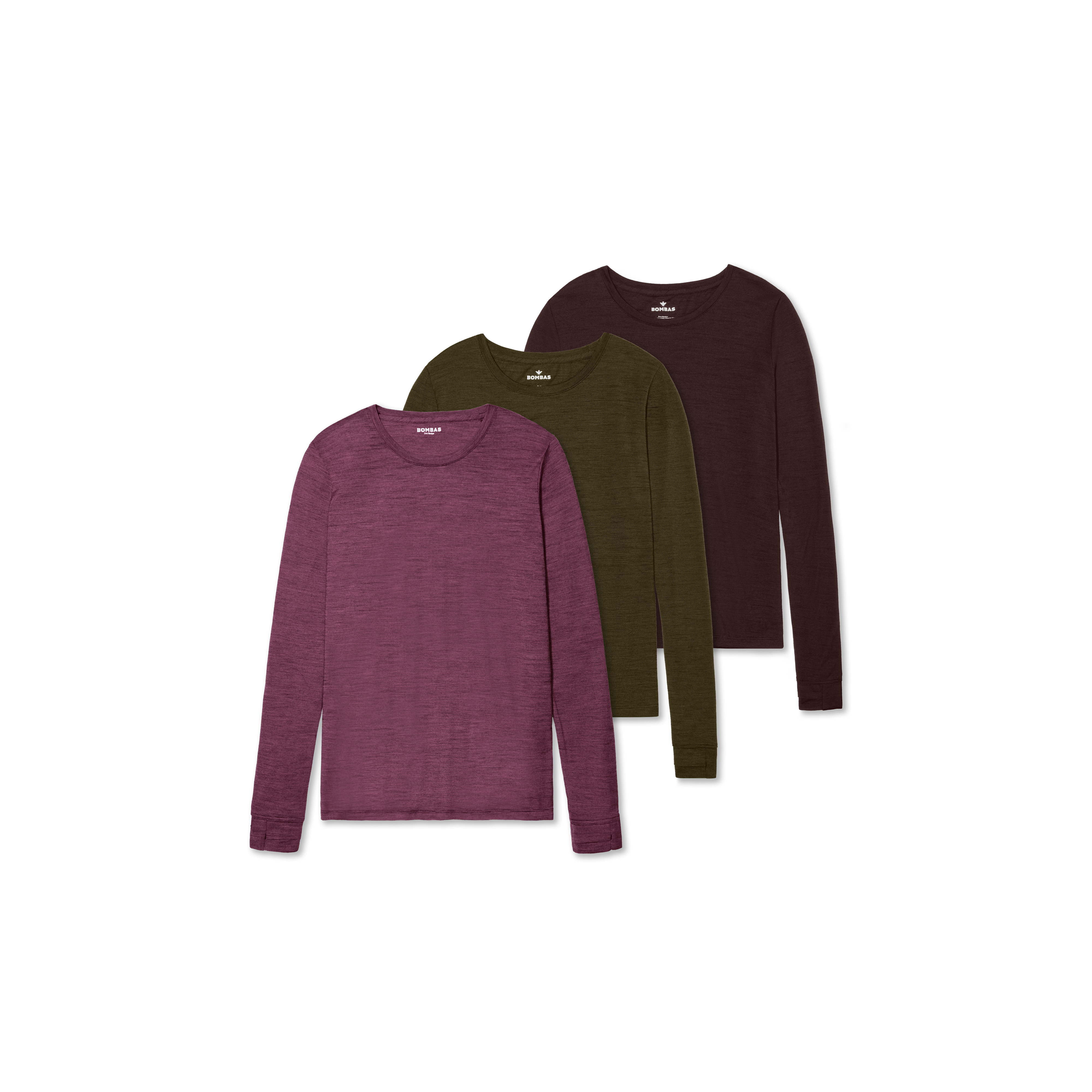 3-Pack Women's Merino Wool Blend Long Sleeve Tees