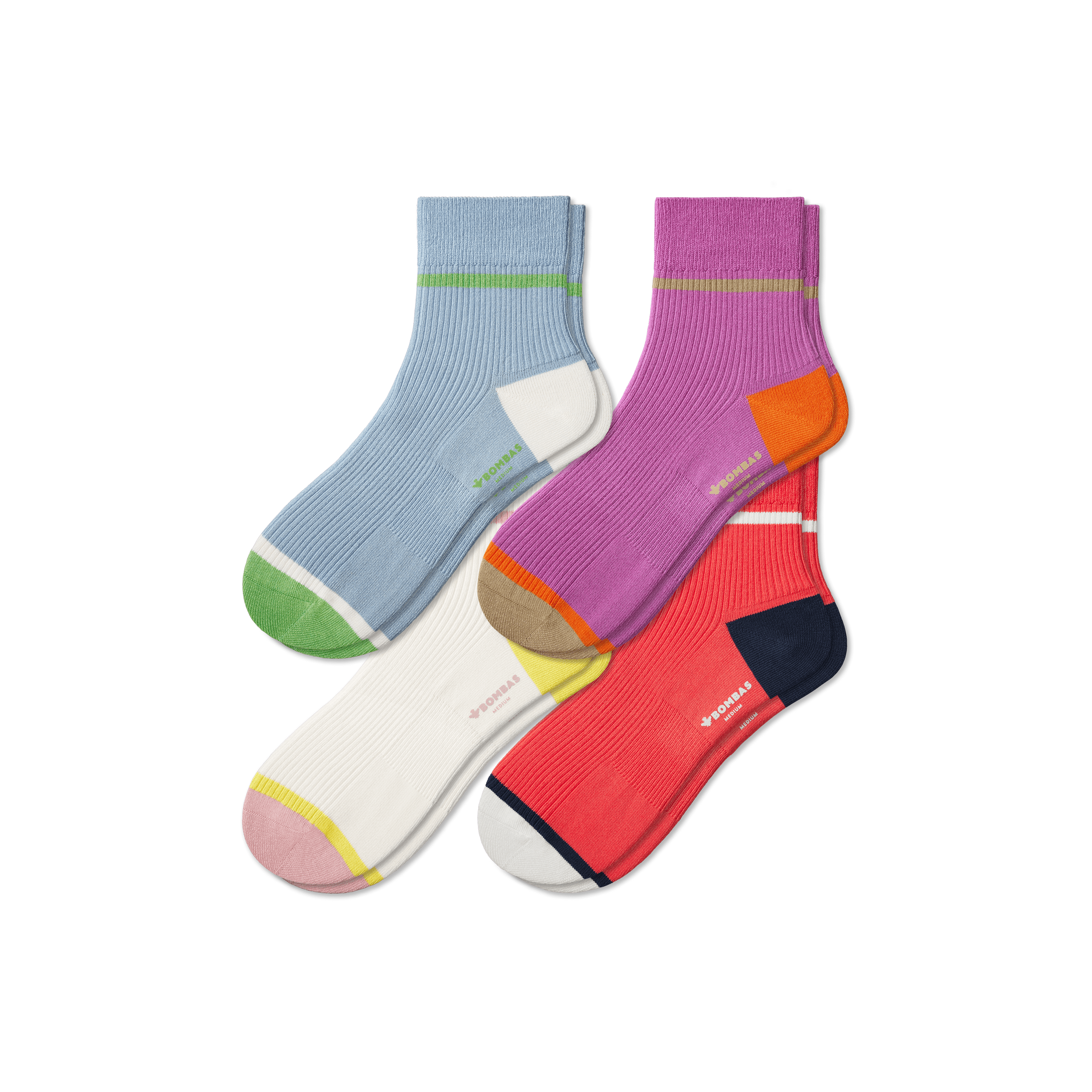 Ribbed Quarter Socks for Women - 4-Pack, Lightweight