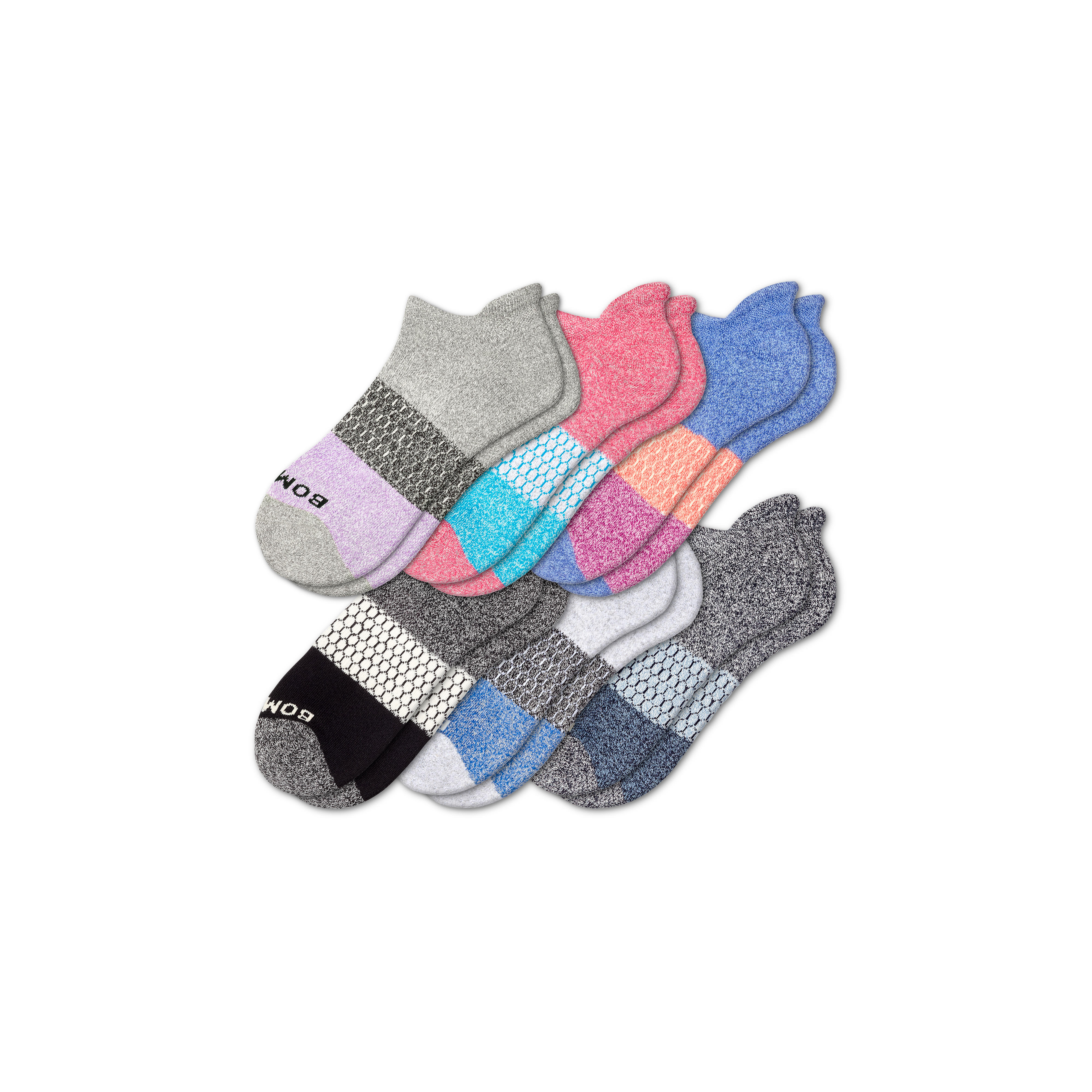 6-Pack Women's Tri-Block Ankle Socks