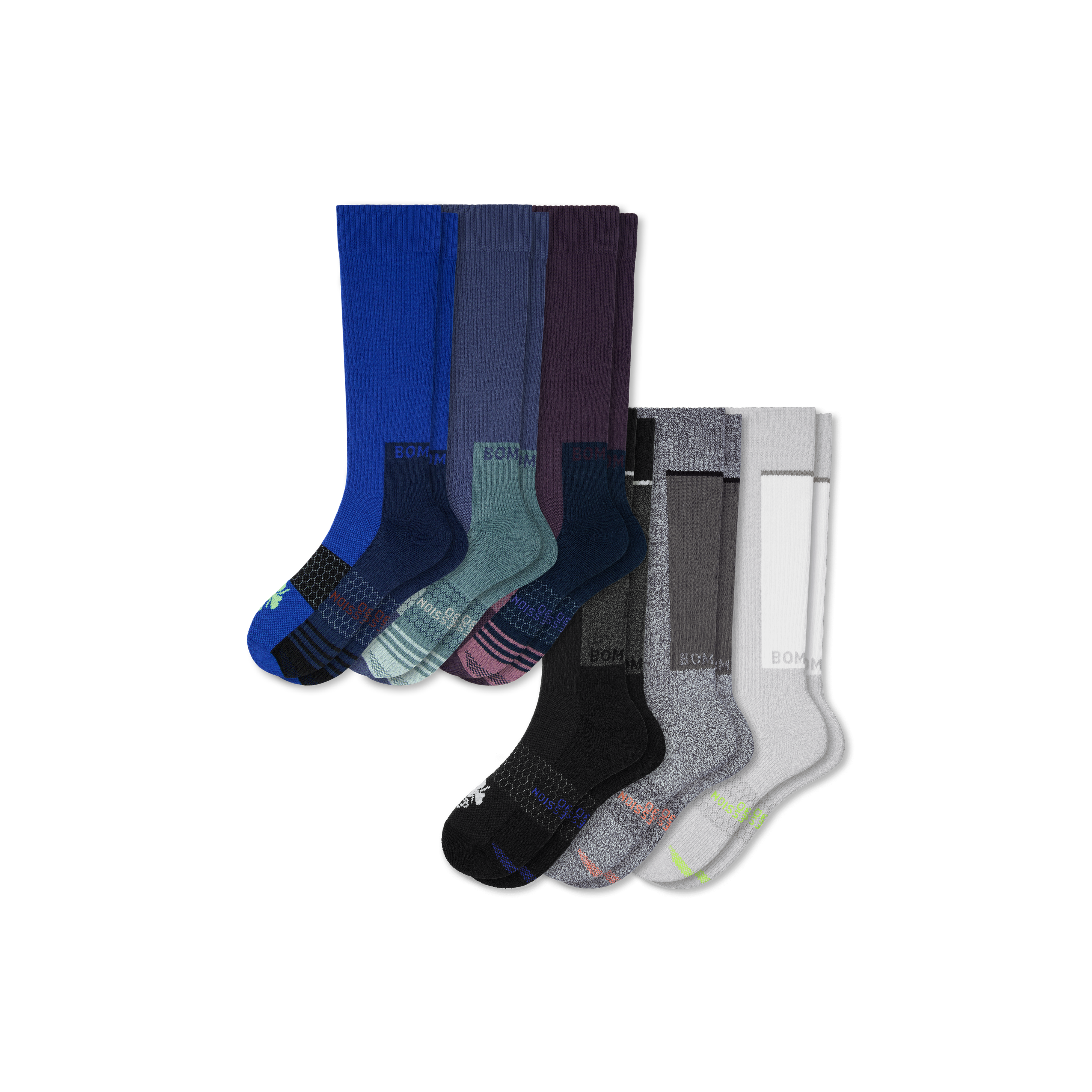 Men's 6-Pack Compression Socks (20-30mmHg) for Performance