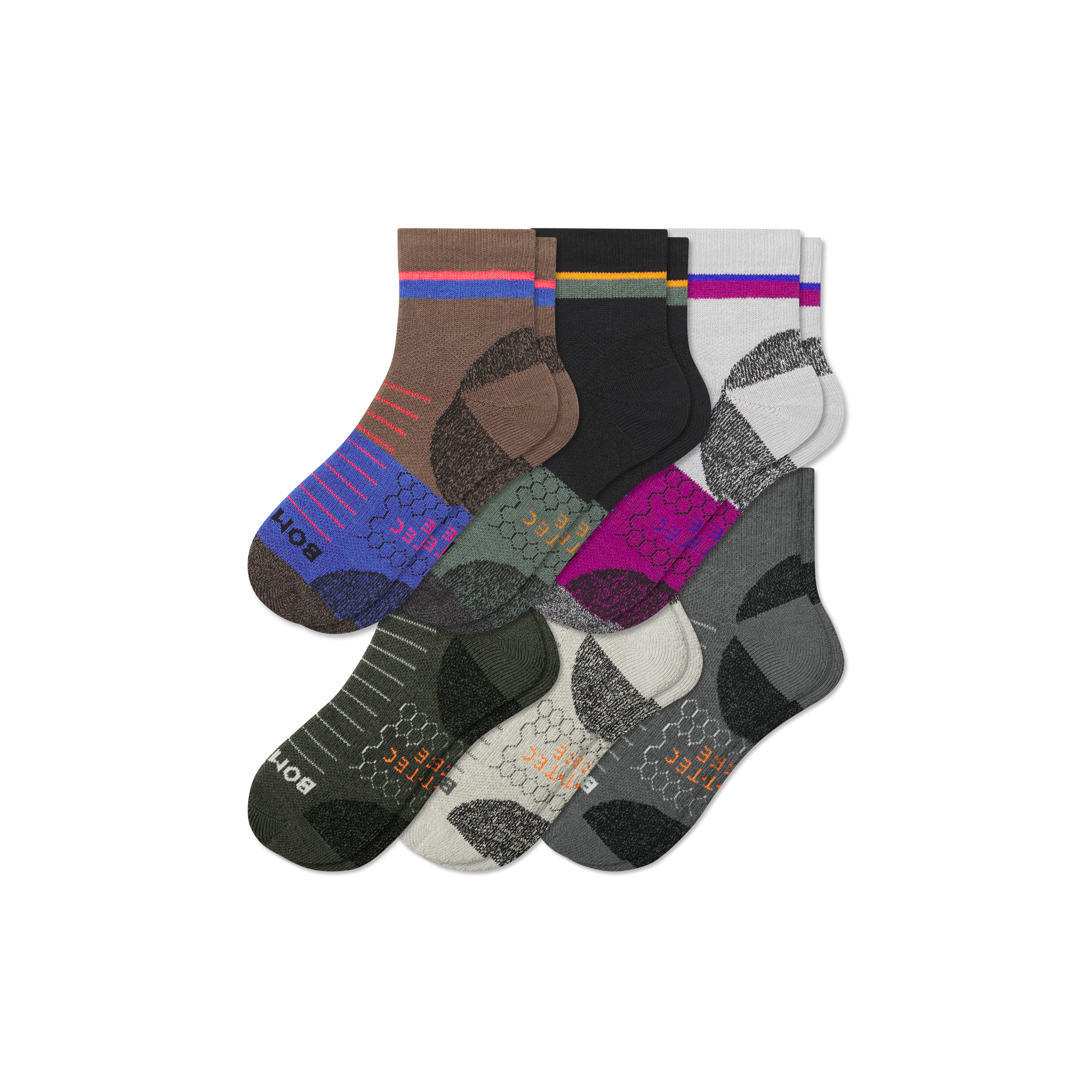 6-Pack Men's Hiking Quarter Socks