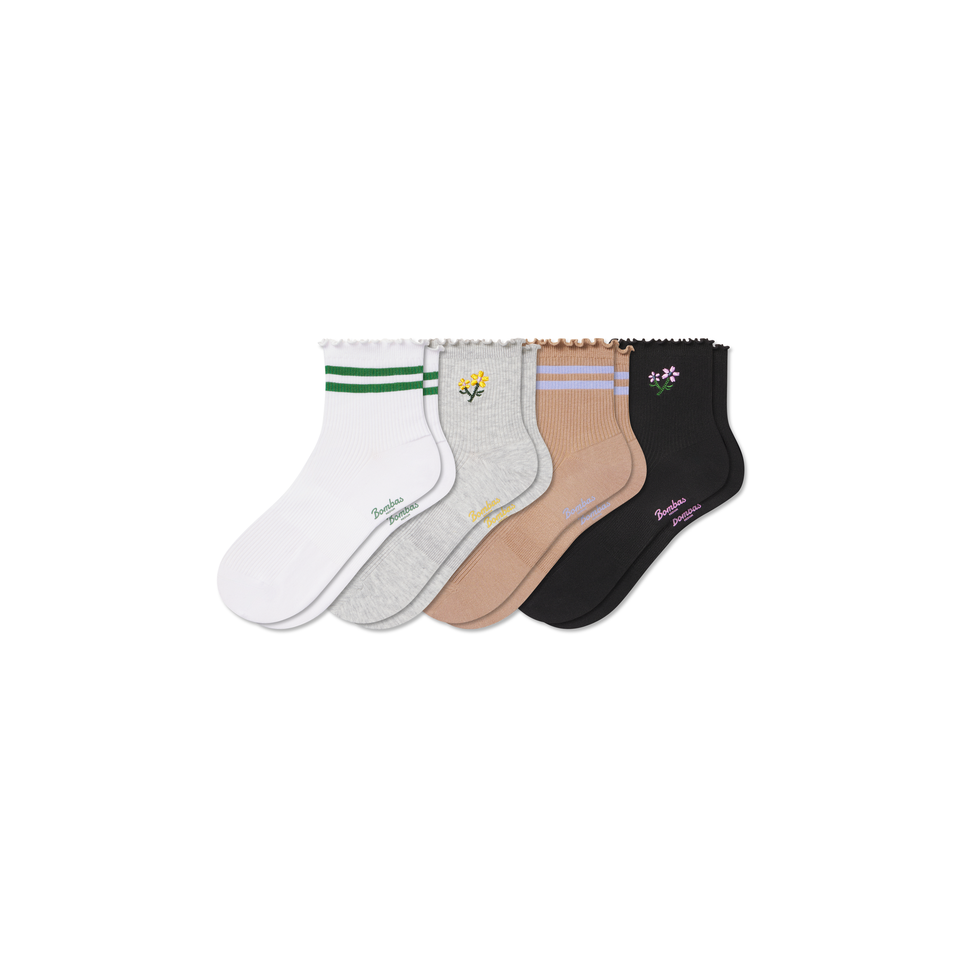 4-Pack Women's Ribbed Ruffle Ankle Socks