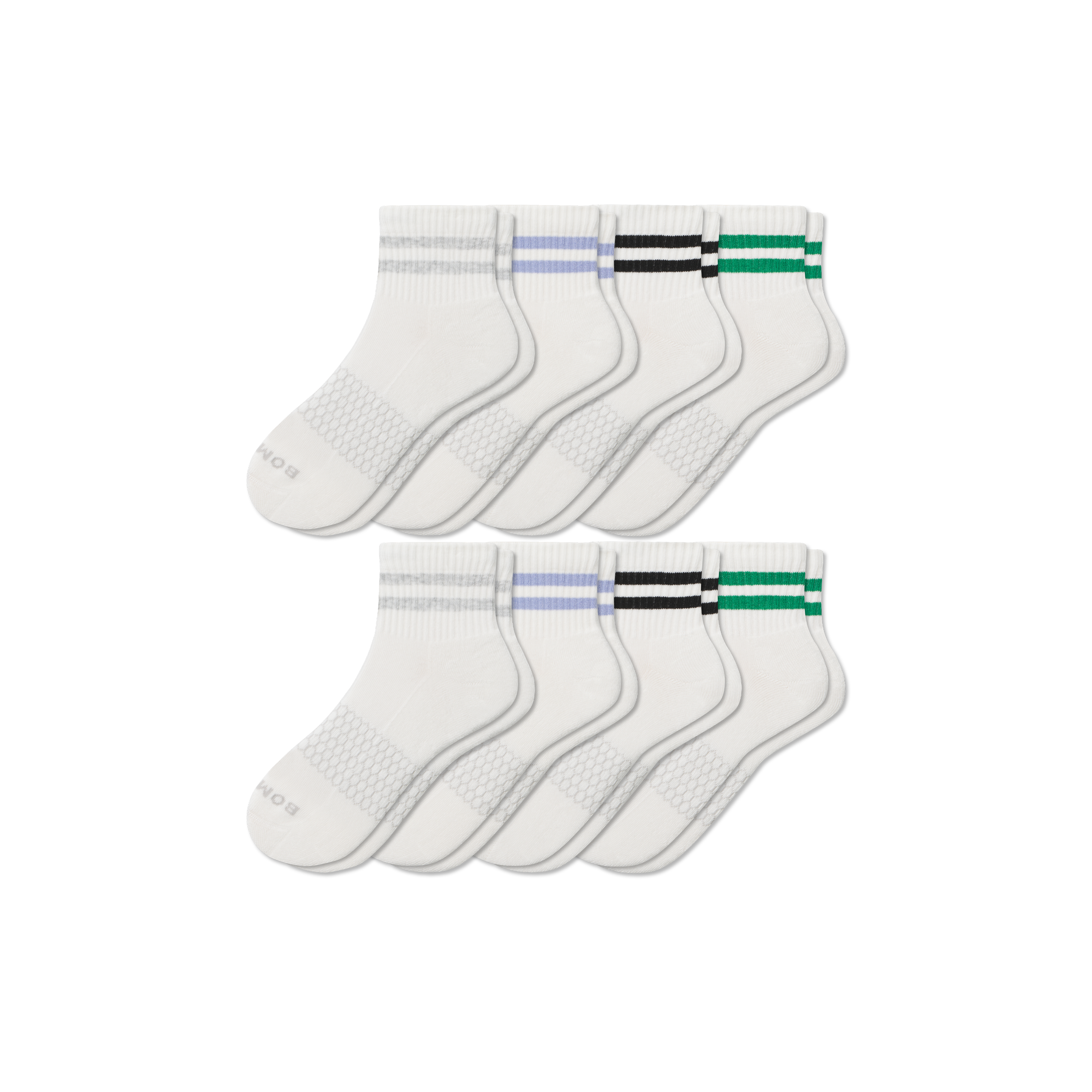 Vintage Striped Quarter Socks for Women - 8-Pack