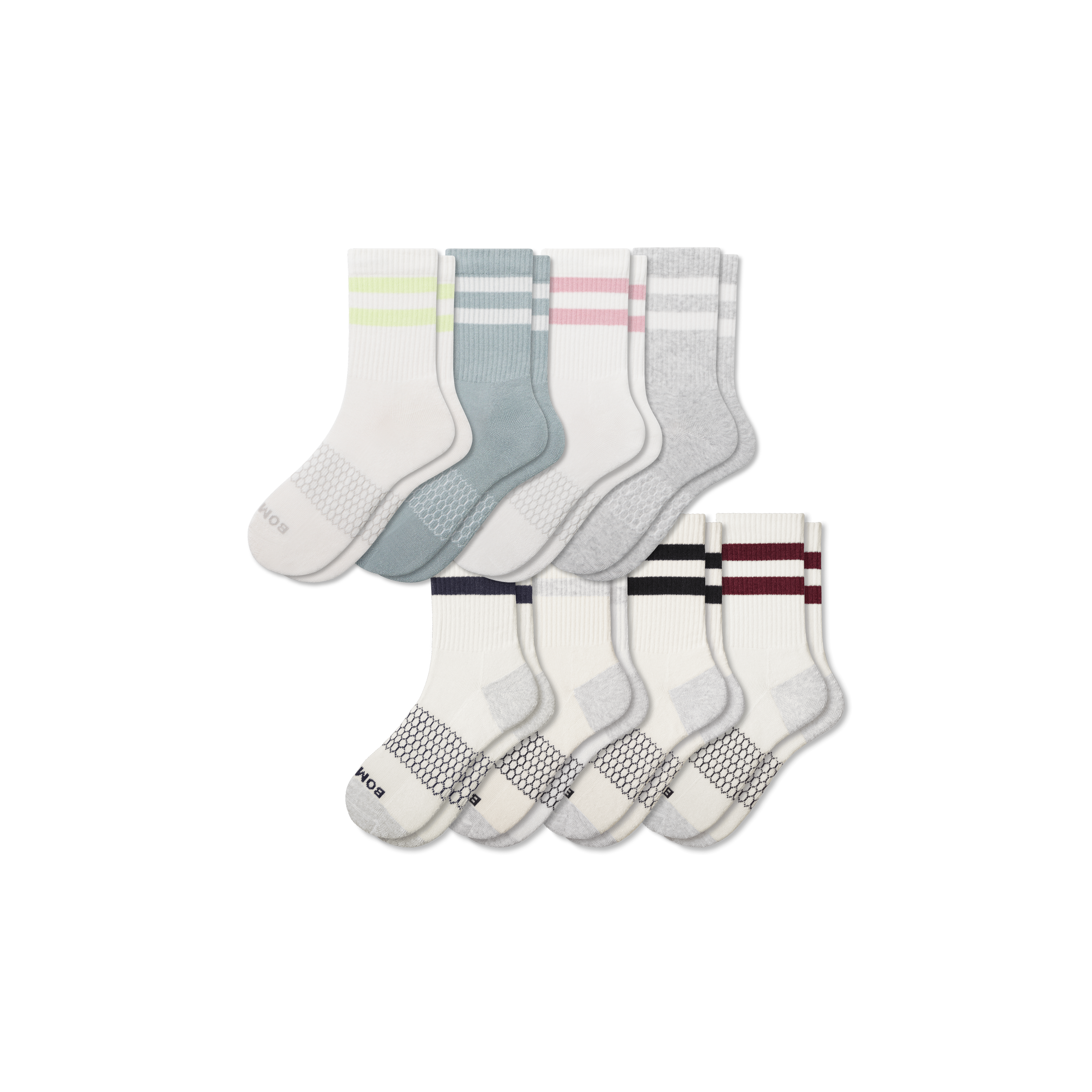 Vintage Striped Crew Socks for Women - 8 Pack